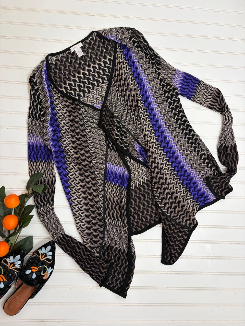 Chico’s Open Front Loose Knit Cardigan